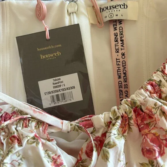 House of CB Tallulah Milk Maid Rose Print Midi Dress Small - Picture 5 of 5